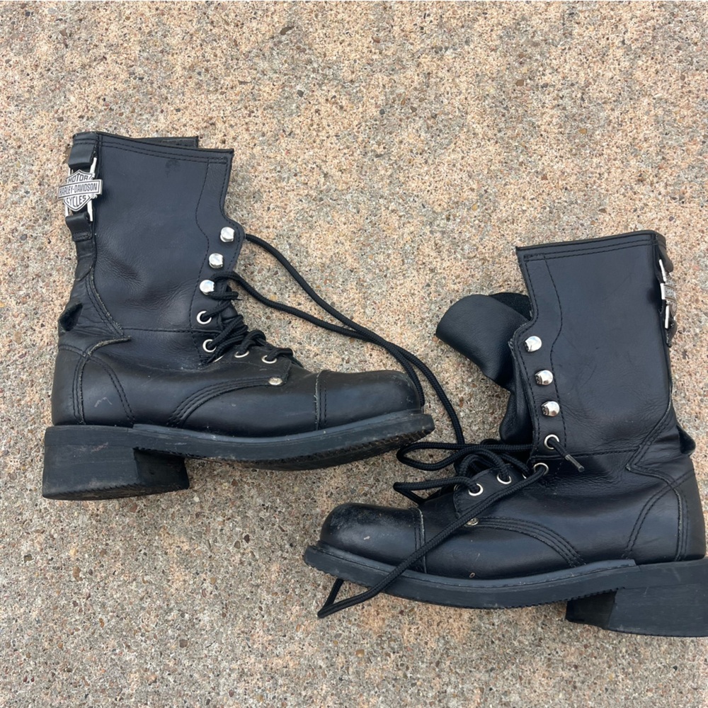Harley Davidson Black Leather Women's Boots - Picture 1 of 7